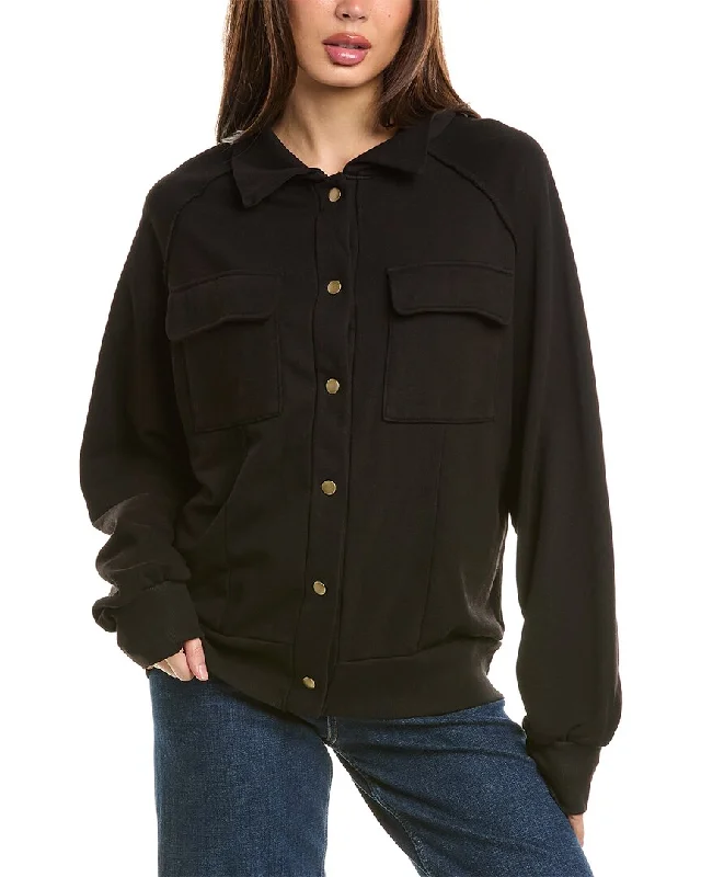 Women's cropped leather coats with silver studs for an edgy lookProject Social T Augusta Snap Front Jacket Women's cropped leather coats with silver studs for an edgy lookProject Social T Augusta Snap Front Jacket