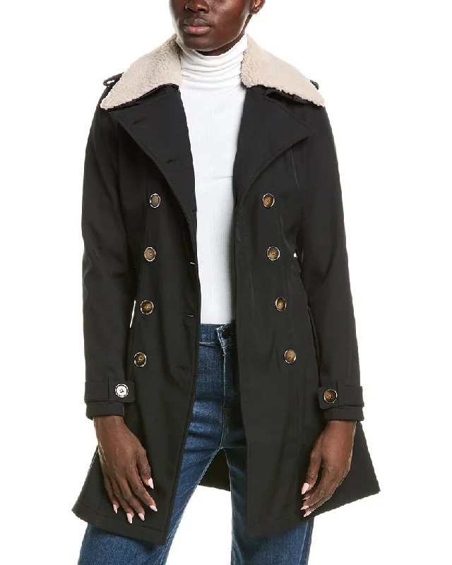 Hooded women's puffer coats in neon colors for high - visibility sportsNicole Miller Military Styled Soft Shell Trench Coat Hooded women's puffer coats in neon colors for high - visibility sportsNicole Miller Military Styled Soft Shell Trench Coat