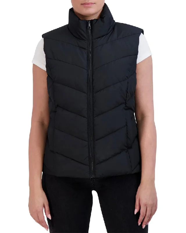Women's knee - length wool blend coats with a fur collar for added warmthCole Haan Chevron Quilt Puffer Vest Women's knee - length wool blend coats with a fur collar for added warmthCole Haan Chevron Quilt Puffer Vest