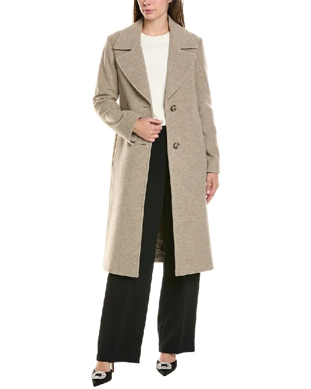 Quilted down women's coats with removable hoods for outdoor activitiesCinzia Rocca Wool & Cashmere-Blend Coat