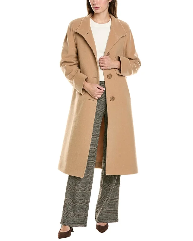 Long women's mac coats in a lightweight fabric for spring showersCinzia Rocca Long Wool & Cashmere-Blend Coat