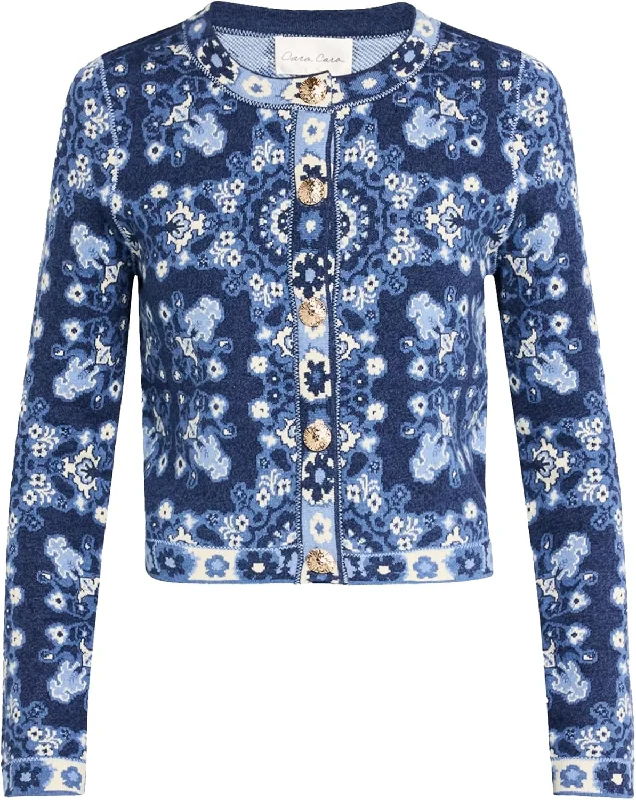 Long women's mac coats in a lightweight fabric for spring showersCara Cara Women's Livi Jacket, Blue Rita Tile Long women's mac coats in a lightweight fabric for spring showersCara Cara Women's Livi Jacket, Blue Rita Tile