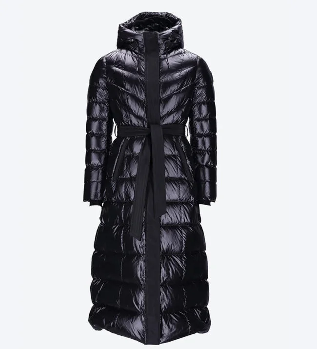 Quilted down women's coats with removable hoods for outdoor activitiesMackage Women's Calina Puffer Maxi Coat, Black Quilted down women's coats with removable hoods for outdoor activitiesMackage Women's Calina Puffer Maxi Coat, Black