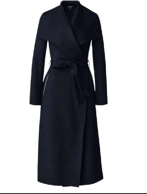 Long women's mac coats in a lightweight fabric for spring showersMackage Women's Mai Wool Belted Coat, Black Long women's mac coats in a lightweight fabric for spring showersMackage Women's Mai Wool Belted Coat, Black