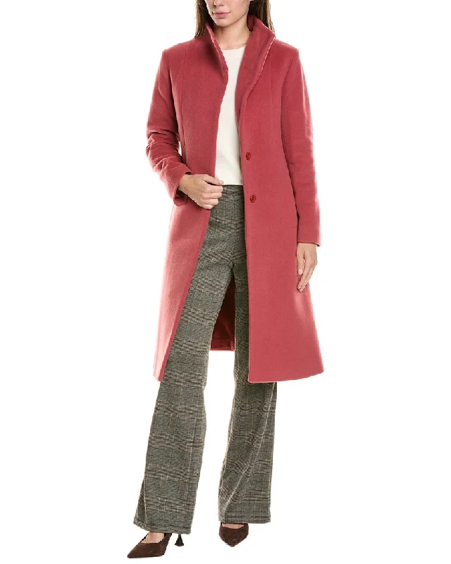 Women's knee - length wool blend coats with a fur collar for added warmthCinzia Rocca Long Wool & Cashmere-Blend Coat