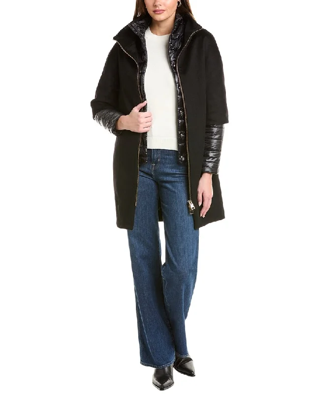 Quilted down women's coats with removable hoods for outdoor activitiesHerno Wool Coat