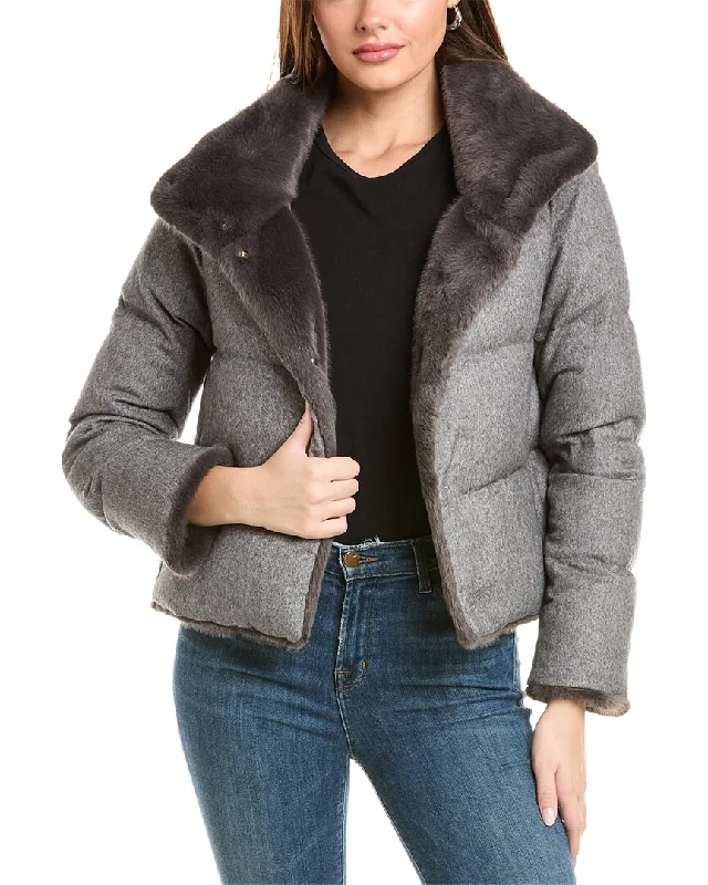 Women's reversible down coats with two - tone designs for versatile stylingHerno Silk & Cashmere-Blend Jacket