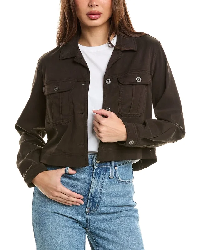 Women's knee - length wool blend coats with a fur collar for added warmthBella Dahl Flap Pocket Utility Jacket