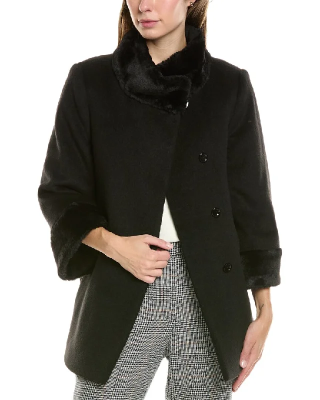 Women's long - sleeve wool coats in a houndstooth pattern for a classic charmCinzia Rocca Icons Wool-Blend Coat