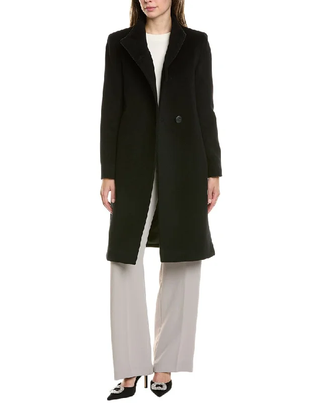 Quilted down women's coats with removable hoods for outdoor activitiesFleurette Medium Wool Coat
