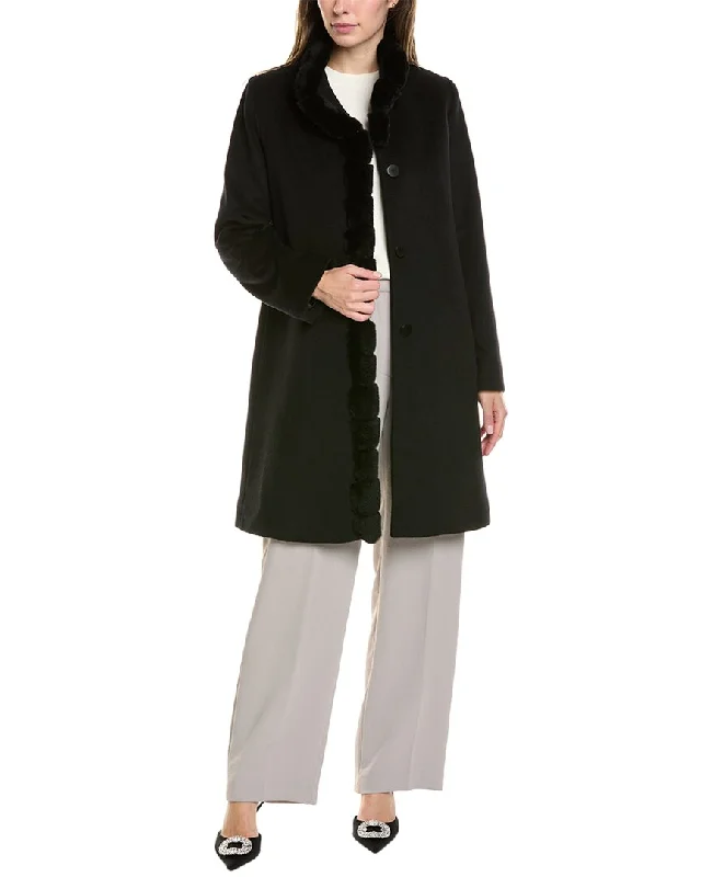 Fleurette Long Wool-Blend Coat