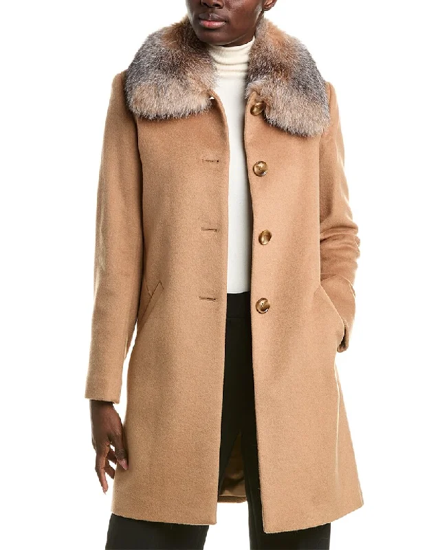 Women's faux fur coats in bright colors for a bold fashion statementSofiacashmere Club Collar Wool-Blend Car Coat