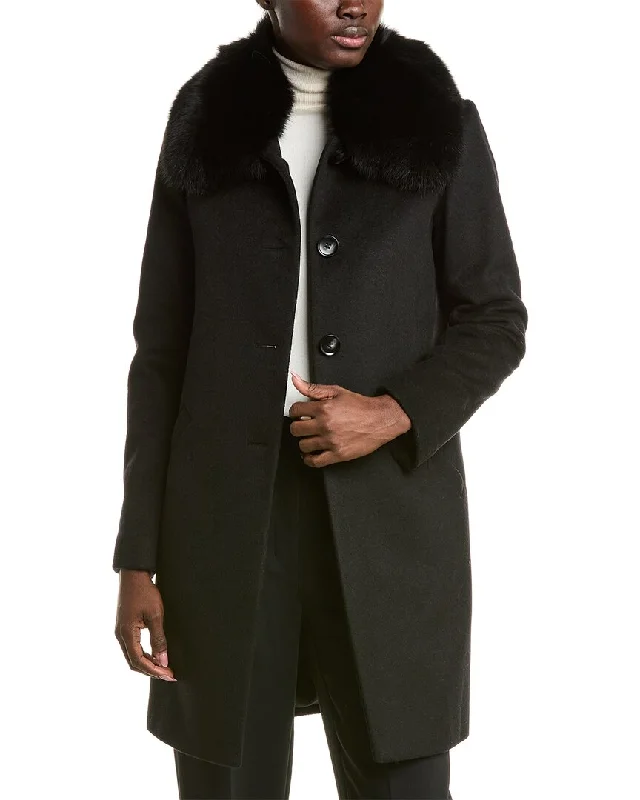 Petite women's wool blend coats with a tailored fit for a flattering silhouetteSofiacashmere Club Collar Wool-Blend Car Coat