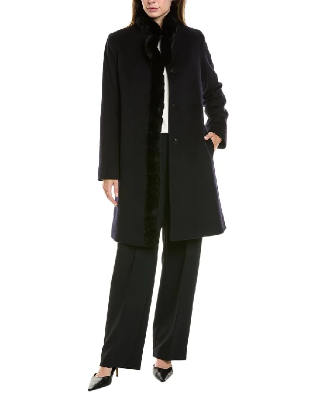 Embroidered women's cotton coats in a bohemian pattern for a unique designFleurette Long Wool-Blend Coat