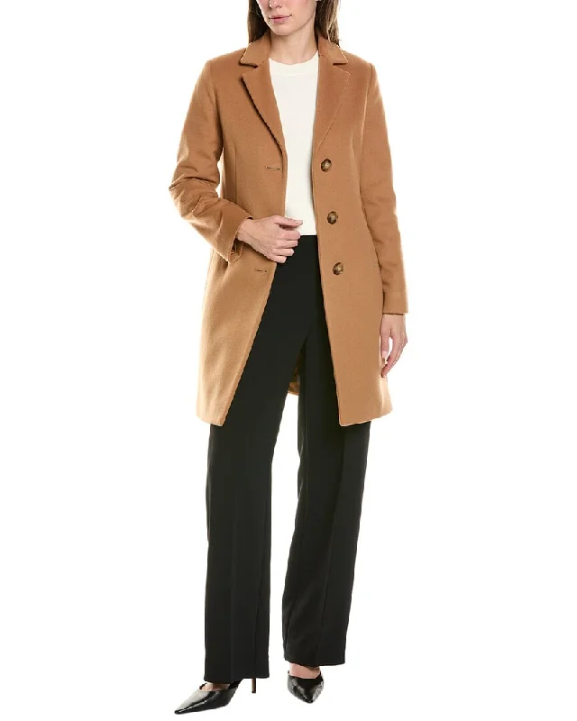 Women's longline double - breasted camel coats for a sophisticated lookCinzia Rocca Wool & Cashmere-Blend Coat