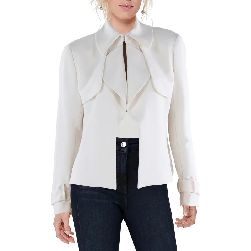 Mid - length women's down coats in a slim fit for a modern and sleek appearanceWomens Cascade Ruffle Collared One-Button Blazer Mid - length women's down coats in a slim fit for a modern and sleek appearanceWomens Cascade Ruffle Collared One-Button Blazer
