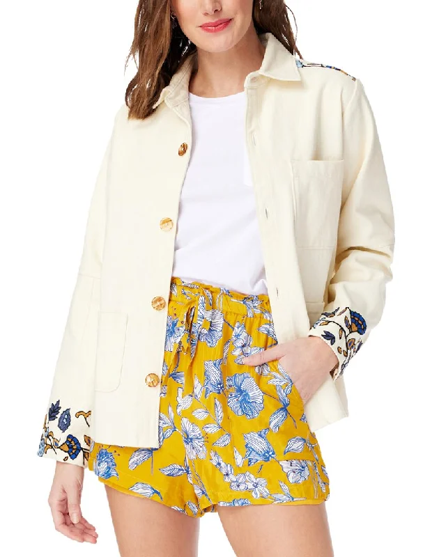 Women's knee - length wool blend coats with a fur collar for added warmthRoller Rabbit Davina Embroidery Adara Jacket