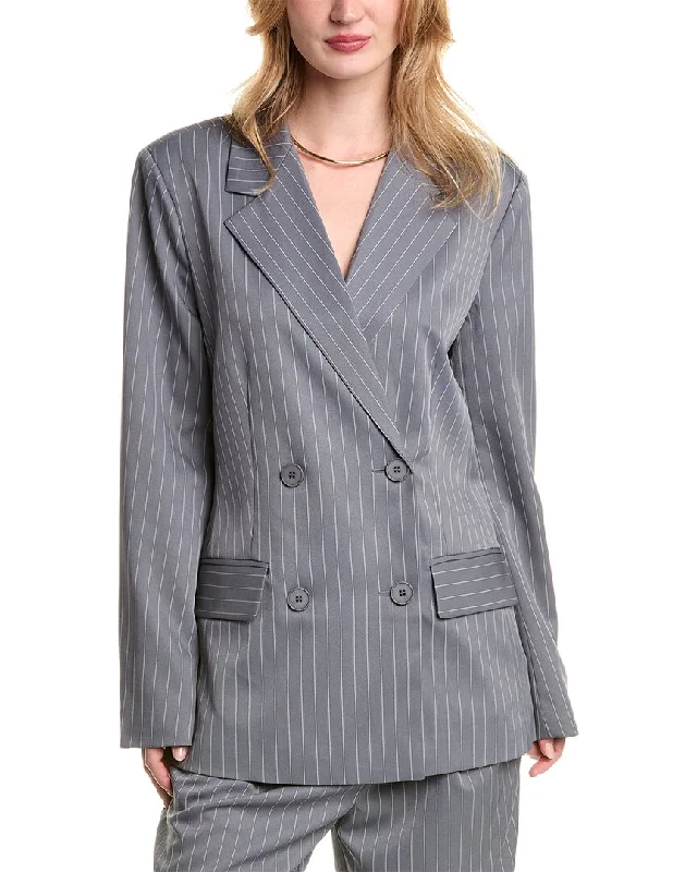 Embroidered women's cotton coats in a bohemian pattern for a unique designAlexia Admor Indigo Oversized Blazer