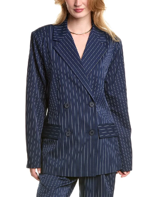 Women's reversible down coats with two - tone designs for versatile stylingAlexia Admor Indigo Oversized Blazer