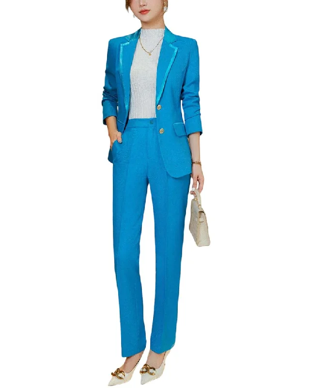 Belted women's cashmere coats in soft pastels for a luxurious feelBossy Chic 2Pc Blazer & Pant Set