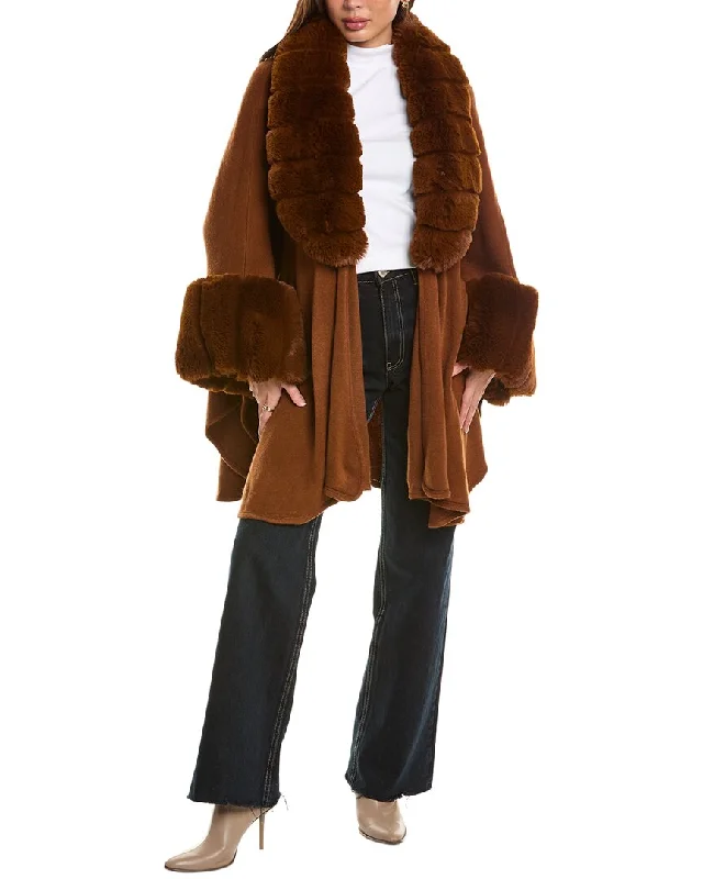 Women's knee - length wool blend coats with a fur collar for added warmthSurell Accessories Knit Ruana Women's knee - length wool blend coats with a fur collar for added warmthSurell Accessories Knit Ruana
