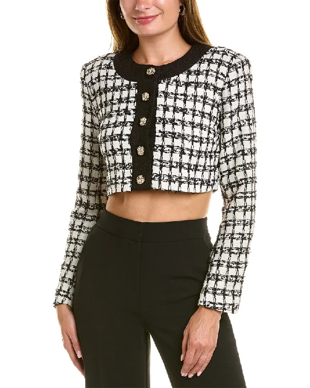 Women's cropped leather coats with silver studs for an edgy lookAlexia Admor Clara Cropped Tweed Jacket Women's cropped leather coats with silver studs for an edgy lookAlexia Admor Clara Cropped Tweed Jacket
