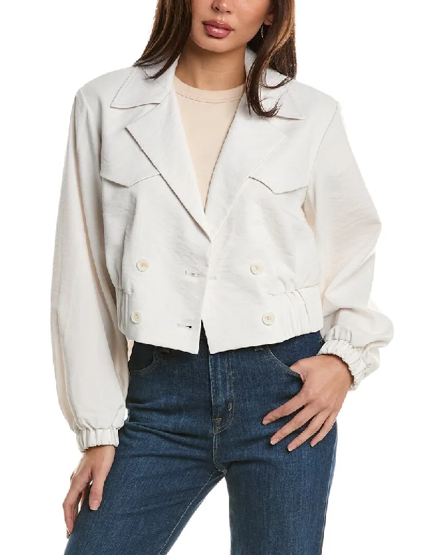 Women's cropped leather coats with silver studs for an edgy lookBcbg New York Double-Breasted Jacket Women's cropped leather coats with silver studs for an edgy lookBcbg New York Double-Breasted Jacket