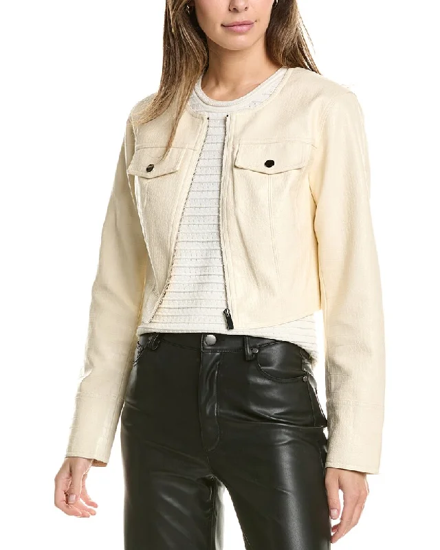Quilted down women's coats with removable hoods for outdoor activitiesBcbg New York Embossed Crop Jacket Quilted down women's coats with removable hoods for outdoor activitiesBcbg New York Embossed Crop Jacket