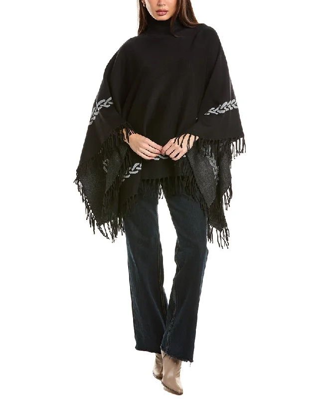 Women's knee - length wool blend coats with a fur collar for added warmthJ.Mclaughlin Garnet Fringe Poncho Women's knee - length wool blend coats with a fur collar for added warmthJ.Mclaughlin Garnet Fringe Poncho