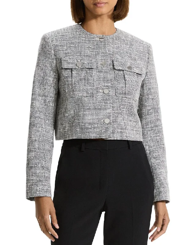 Long women's mac coats in a lightweight fabric for spring showersTheory Tweed Jacket Long women's mac coats in a lightweight fabric for spring showersTheory Tweed Jacket