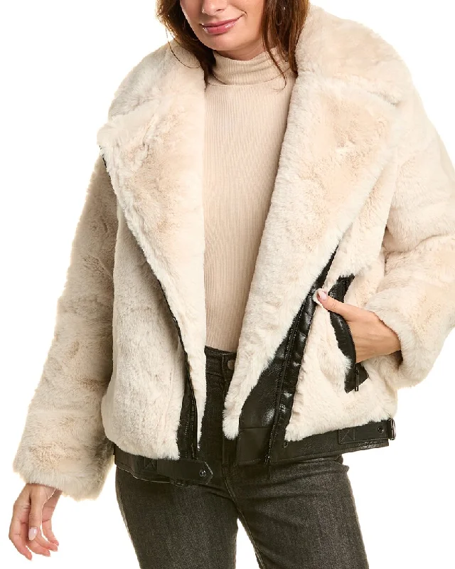 Women's longline double - breasted camel coats for a sophisticated lookThe Kooples Asymmetrical Plush Coat Women's longline double - breasted camel coats for a sophisticated lookThe Kooples Asymmetrical Plush Coat