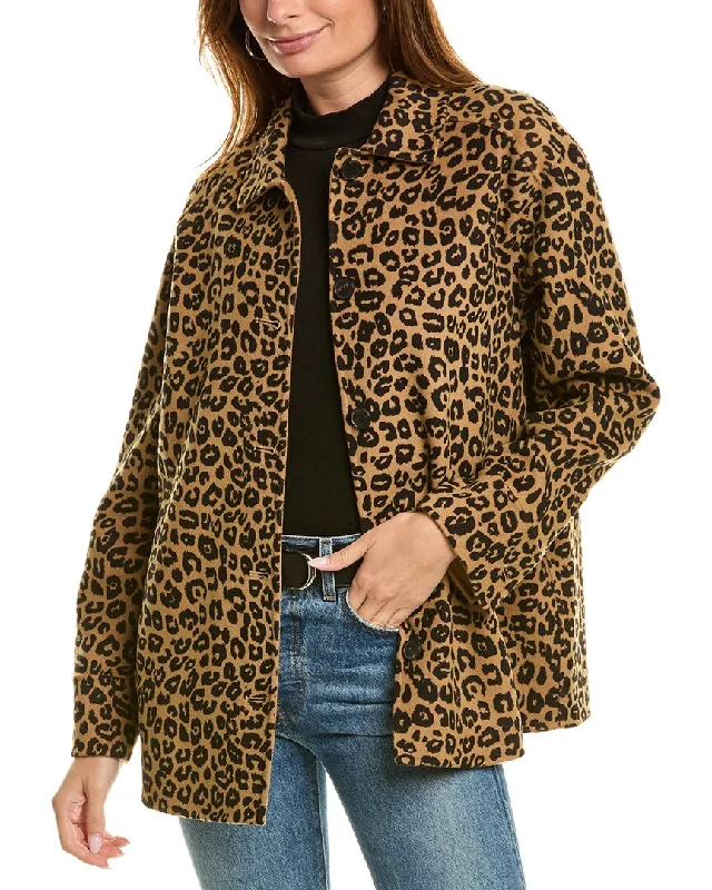 Hooded women's puffer coats in neon colors for high - visibility sportsThe Kooples Wool-Blend Jacket