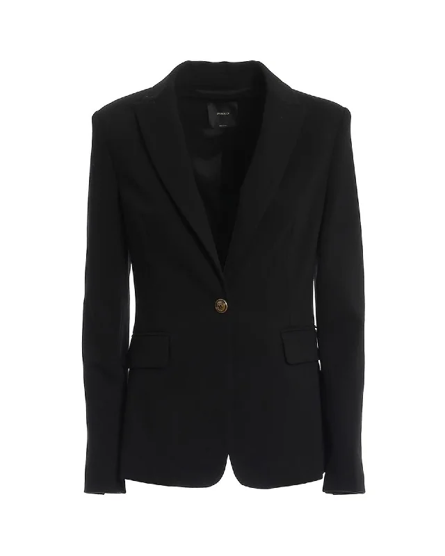 Shearling - lined women's leather coats for ultimate warmth and luxuryPINKO Single-Breasted Blazer - Black Shearling - lined women's leather coats for ultimate warmth and luxuryPINKO Single-Breasted Blazer - Black