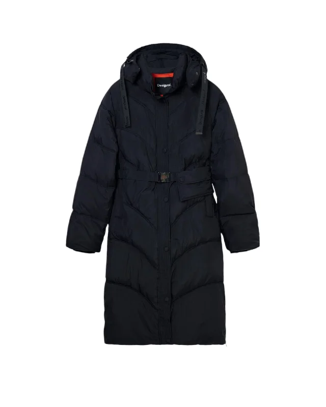 Women's waterproof parka coats with multiple pockets for practicalityDesigual Womens Long Puffer Jacket with Belt Black Women's waterproof parka coats with multiple pockets for practicalityDesigual Womens Long Puffer Jacket with Belt Black
