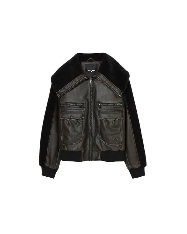 Oversized women's wool coats in a monochromatic look for a trendy outfitDesigual Womens Faux Leather Bomber Jacket with Fur Collar Brown Oversized women's wool coats in a monochromatic look for a trendy outfitDesigual Womens Faux Leather Bomber Jacket with Fur Collar Brown