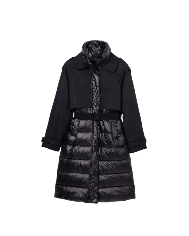 Long women's mac coats in a lightweight fabric for spring showersDesigual Women's Black Puffer Jacket with Belt Long women's mac coats in a lightweight fabric for spring showersDesigual Women's Black Puffer Jacket with Belt