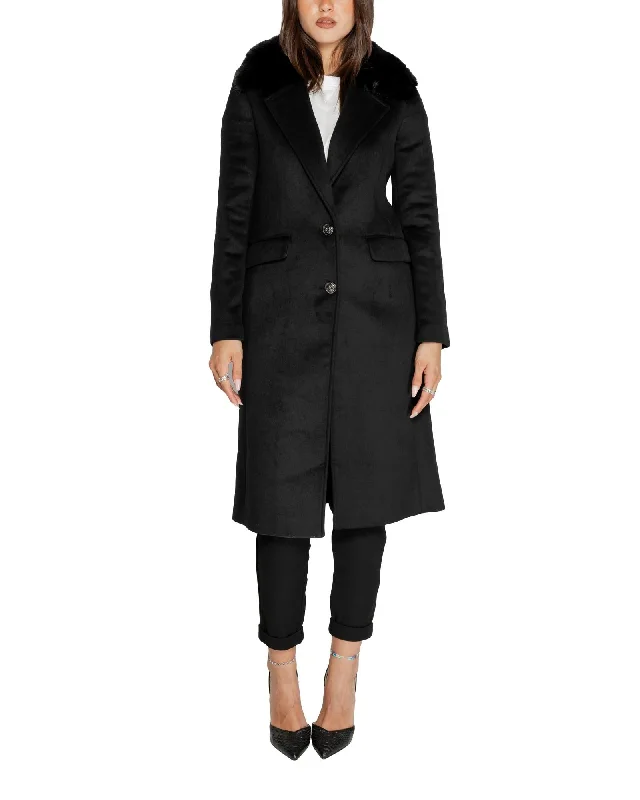 Women's knee - length wool blend coats with a fur collar for added warmthGuess Women's Faux Fur Collar Wool Blend Coat Women's knee - length wool blend coats with a fur collar for added warmthGuess Women's Faux Fur Collar Wool Blend Coat