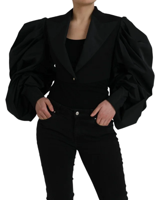 Women's knee - length wool blend coats with a fur collar for added warmthDolce & Gabbana Polyester Puffed Sleeves Cropped Jacket Women's knee - length wool blend coats with a fur collar for added warmthDolce & Gabbana Polyester Puffed Sleeves Cropped Jacket