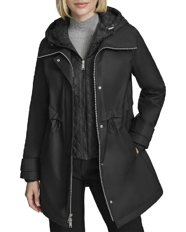 Women's knee - length wool blend coats with a fur collar for added warmthAndrew Marc Ryder Coat Women's knee - length wool blend coats with a fur collar for added warmthAndrew Marc Ryder Coat