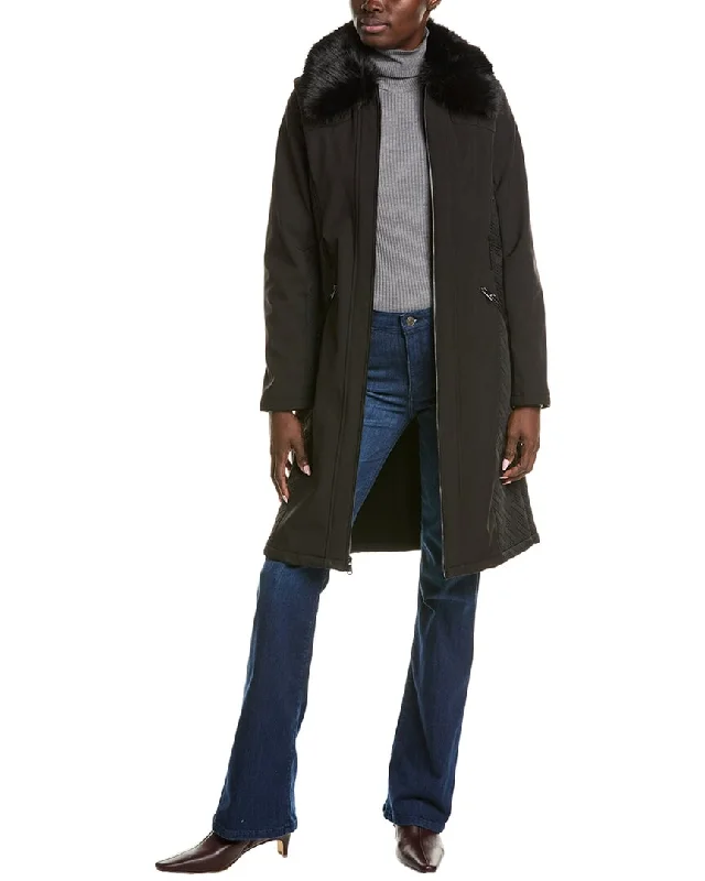 Women's reversible down coats with two - tone designs for versatile stylingKenneth Cole Long Belted Soft Shell Coat Women's reversible down coats with two - tone designs for versatile stylingKenneth Cole Long Belted Soft Shell Coat