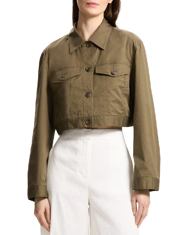 Shearling - lined women's leather coats for ultimate warmth and luxuryTheory Crop Trucker Jacket Shearling - lined women's leather coats for ultimate warmth and luxuryTheory Crop Trucker Jacket