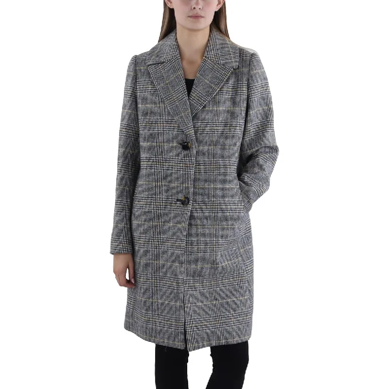 Women's knee - length wool blend coats with a fur collar for added warmthWomens Wool Blend Plaid Overcoat Women's knee - length wool blend coats with a fur collar for added warmthWomens Wool Blend Plaid Overcoat