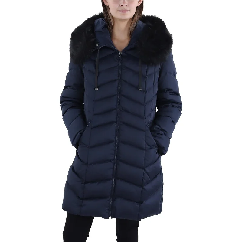 Embroidered women's cotton coats in a bohemian pattern for a unique designWomens Insulated Faux Fur Trim Puffer Jacket Embroidered women's cotton coats in a bohemian pattern for a unique designWomens Insulated Faux Fur Trim Puffer Jacket