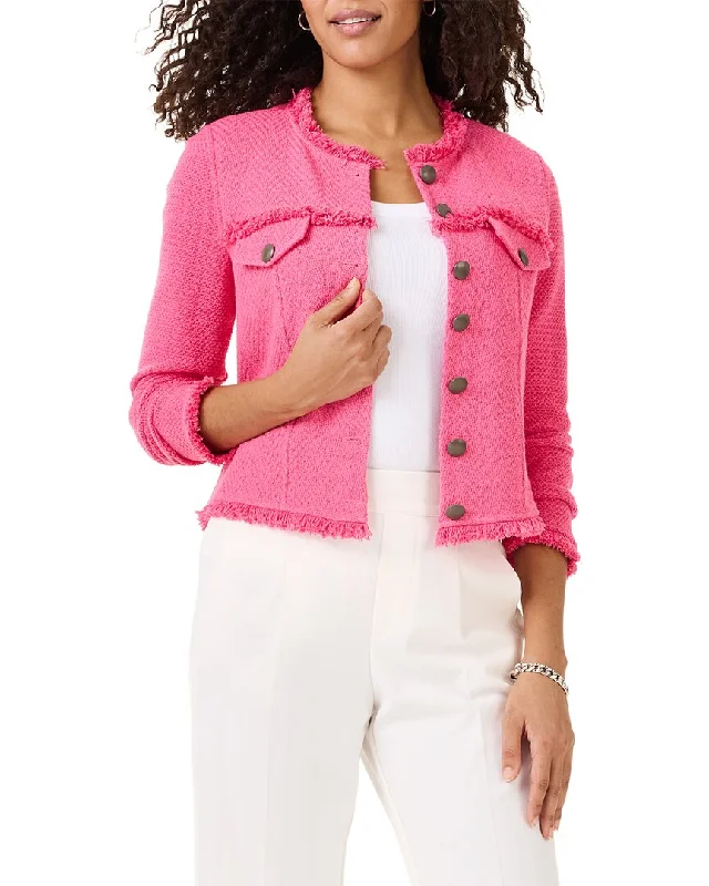 Petite women's wool blend coats with a tailored fit for a flattering silhouetteNic+Zoe Utility Fringe Mix Knit Jacket Petite women's wool blend coats with a tailored fit for a flattering silhouetteNic+Zoe Utility Fringe Mix Knit Jacket