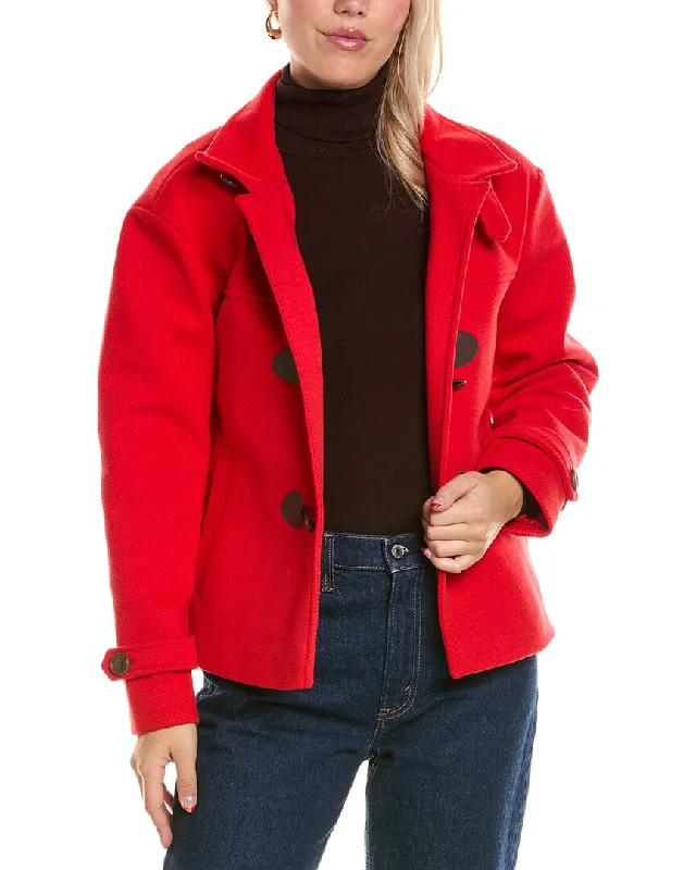 Women's long - sleeve wool coats in a houndstooth pattern for a classic charmNvlt Duffel Jacket Women's long - sleeve wool coats in a houndstooth pattern for a classic charmNvlt Duffel Jacket