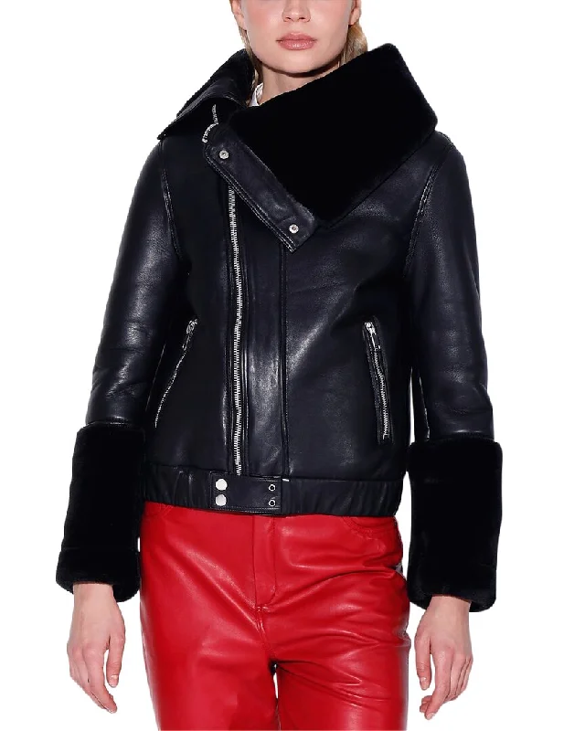 Women's pea coats with brass buttons for a nautical - inspired styleWalter Baker Cher Leather Jacket Women's pea coats with brass buttons for a nautical - inspired styleWalter Baker Cher Leather Jacket