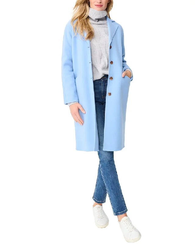 Women's knee - length wool blend coats with a fur collar for added warmthJ.Mclaughlin Heather Wool Coat Women's knee - length wool blend coats with a fur collar for added warmthJ.Mclaughlin Heather Wool Coat