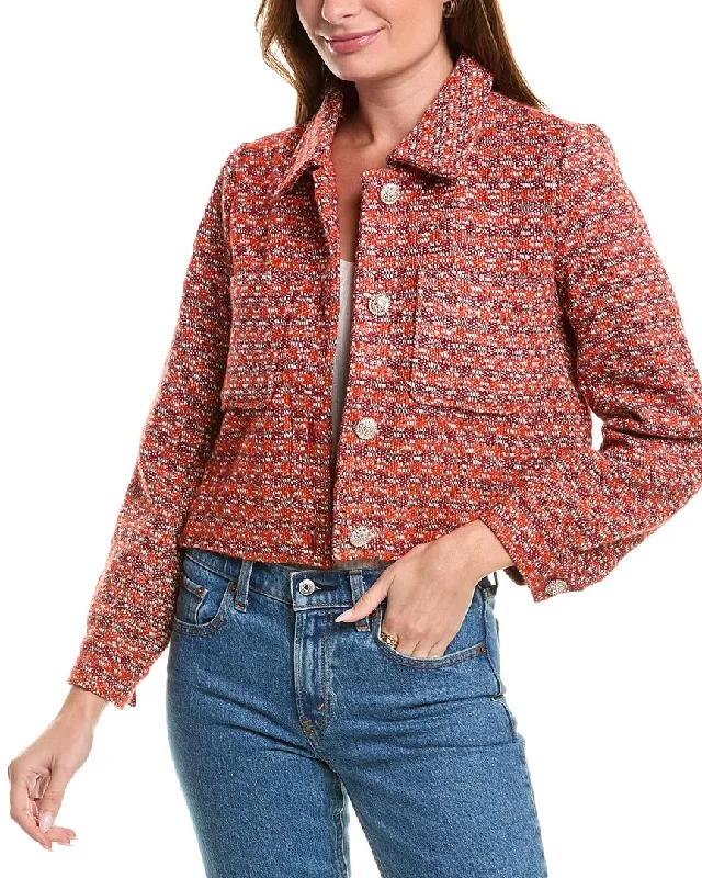 Shearling - lined women's leather coats for ultimate warmth and luxuryGracia Front Pocket Tweed Cropped Blazer