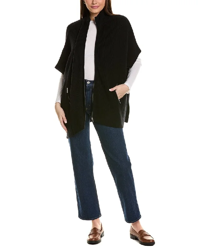 Checkered women's wool coats in a classic pattern for a timeless styleBruno Magli Zip Front Wool & Cashmere-Blend Poncho Checkered women's wool coats in a classic pattern for a timeless styleBruno Magli Zip Front Wool & Cashmere-Blend Poncho