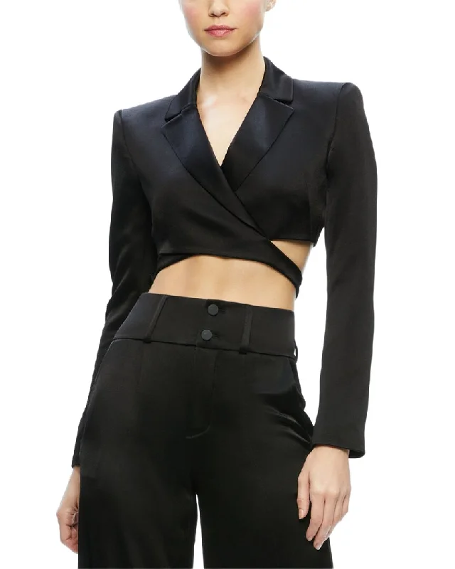 Women's waterproof parka coats with multiple pockets for practicalityAlice + Olivia Leone Cropped Cutaway Wrap Blazer